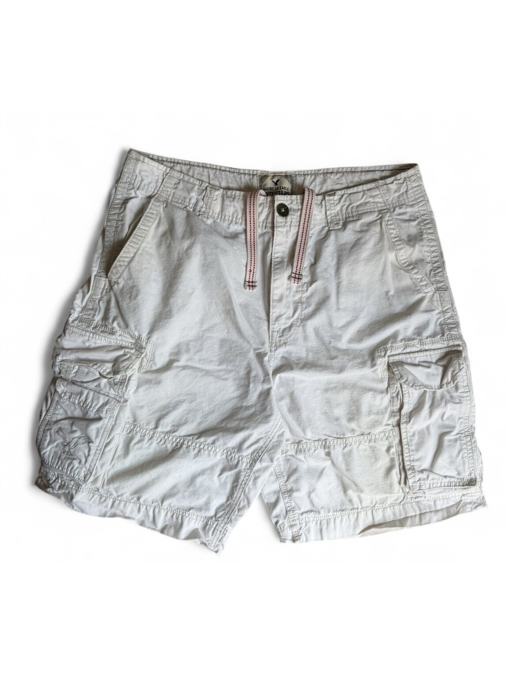 Vintage American Eagle Cargo Shorts Men’s 36 White Cream Drawstring 9